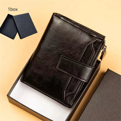 Mens Vintage Leather Wallet - Multi-Card PU Leather Gift Box - ZOOMNSTORE