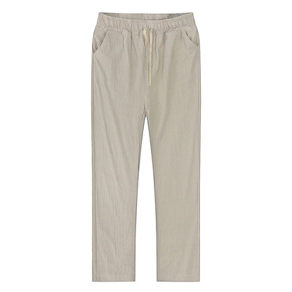 Men's Cotton Linen Pants Male Autumn New Breathable Solid Color Linen Trousers Fitness Streetwear S-3XL - ZOOMNSTORE