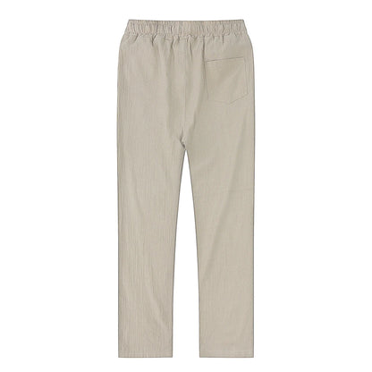 Men's Cotton Linen Pants Male Autumn New Breathable Solid Color Linen Trousers Fitness Streetwear S-3XL - ZOOMNSTORE
