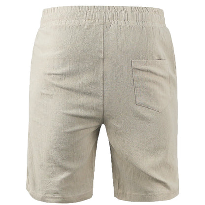 Mens Summer Cotton Linen Shorts - Breathable Solid Color Trousers S-3XL - ZOOMNSTORE
