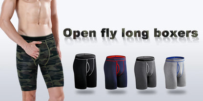 Men's Long Boxers - Plus Size Cotton Boxer Shorts With Stretch Fabric Comfort - ZOOMNSTORE