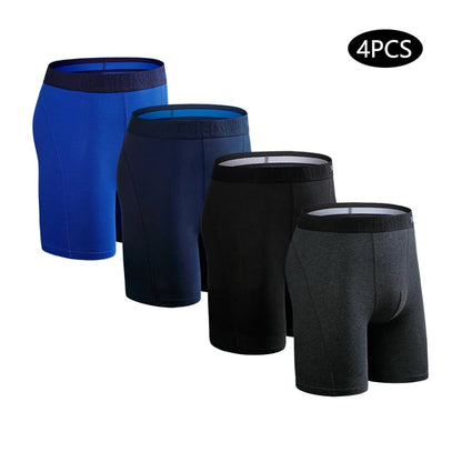 Men's Long Boxers - Plus Size Cotton Boxer Shorts With Stretch Fabric Comfort - ZOOMNSTORE