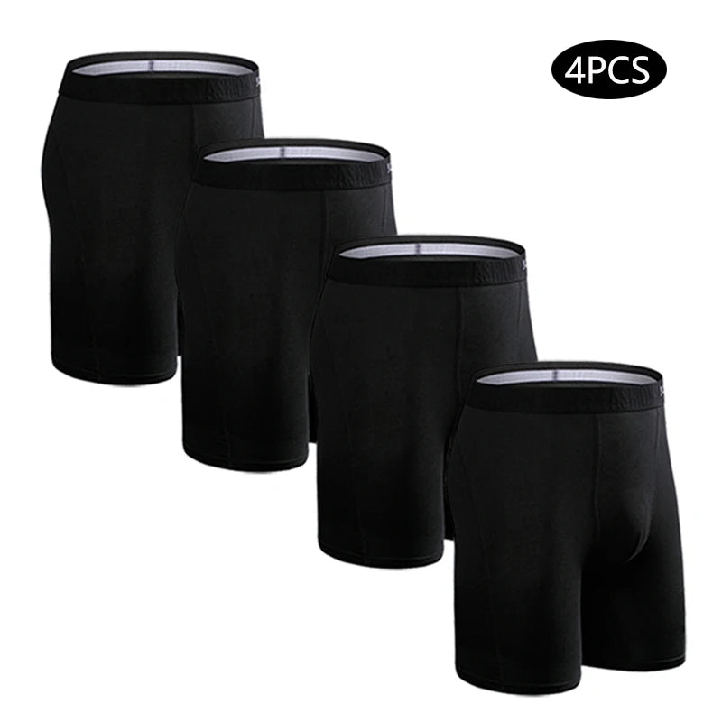 Men's Long Boxers - Plus Size Cotton Boxer Shorts With Stretch Fabric Comfort - ZOOMNSTORE