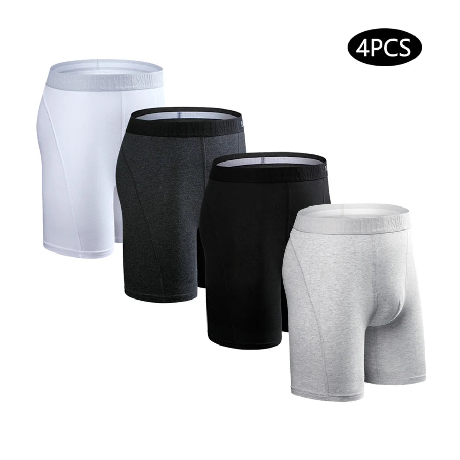 Men's Long Boxers - Plus Size Cotton Boxer Shorts With Stretch Fabric Comfort - ZOOMNSTORE