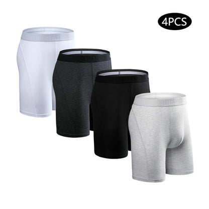 Men's Long Boxers - Plus Size Cotton Boxer Shorts With Stretch Fabric Comfort - ZOOMNSTORE