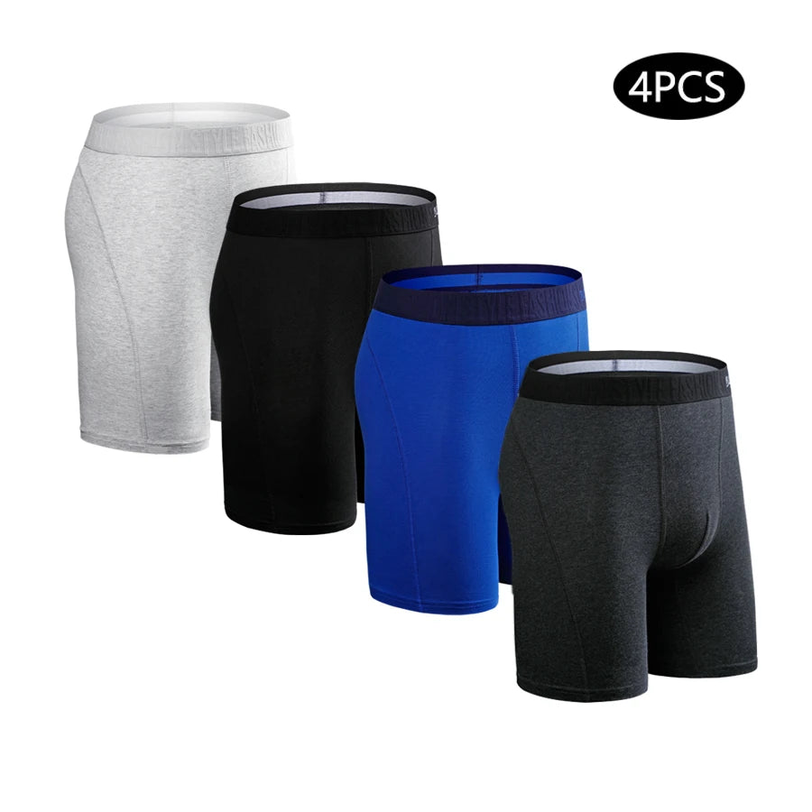 Men's Long Boxers - Plus Size Cotton Boxer Shorts With Stretch Fabric Comfort - ZOOMNSTORE