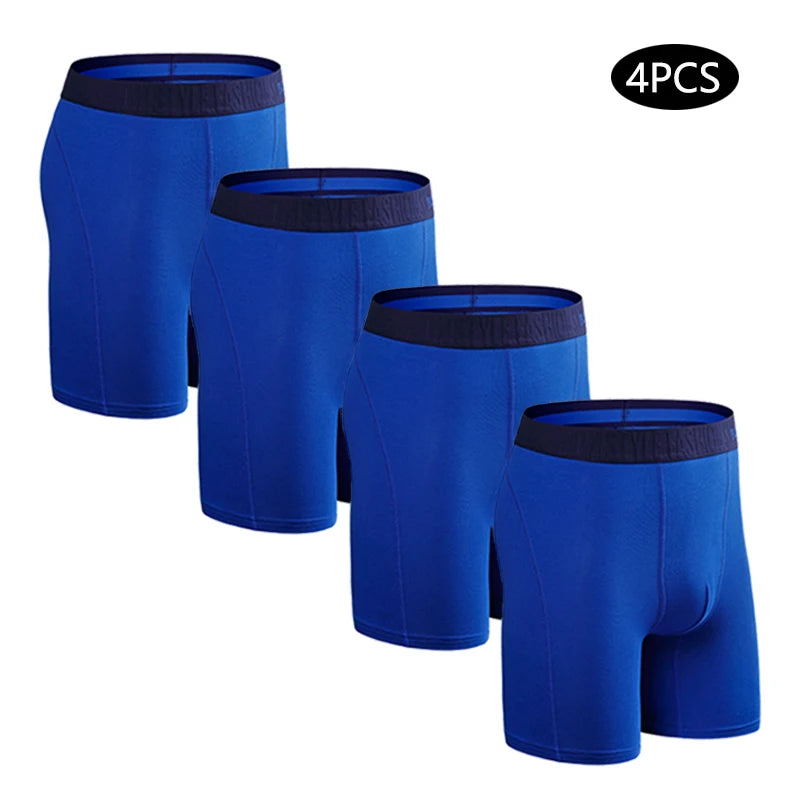 Men's Long Boxers - Plus Size Cotton Boxer Shorts With Stretch Fabric Comfort - ZOOMNSTORE
