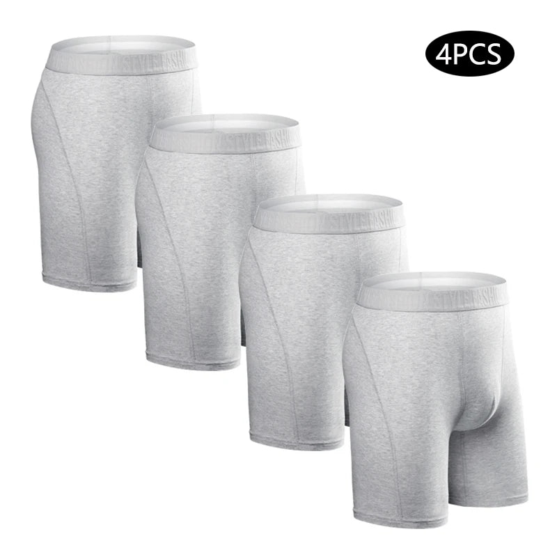 Men's Long Boxers - Plus Size Cotton Boxer Shorts With Stretch Fabric Comfort - ZOOMNSTORE
