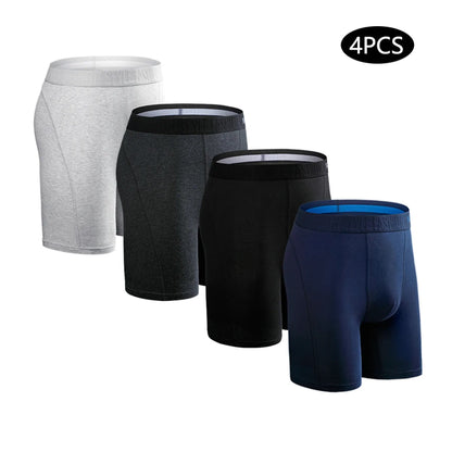Men's Long Boxers - Plus Size Cotton Boxer Shorts With Stretch Fabric Comfort - ZOOMNSTORE