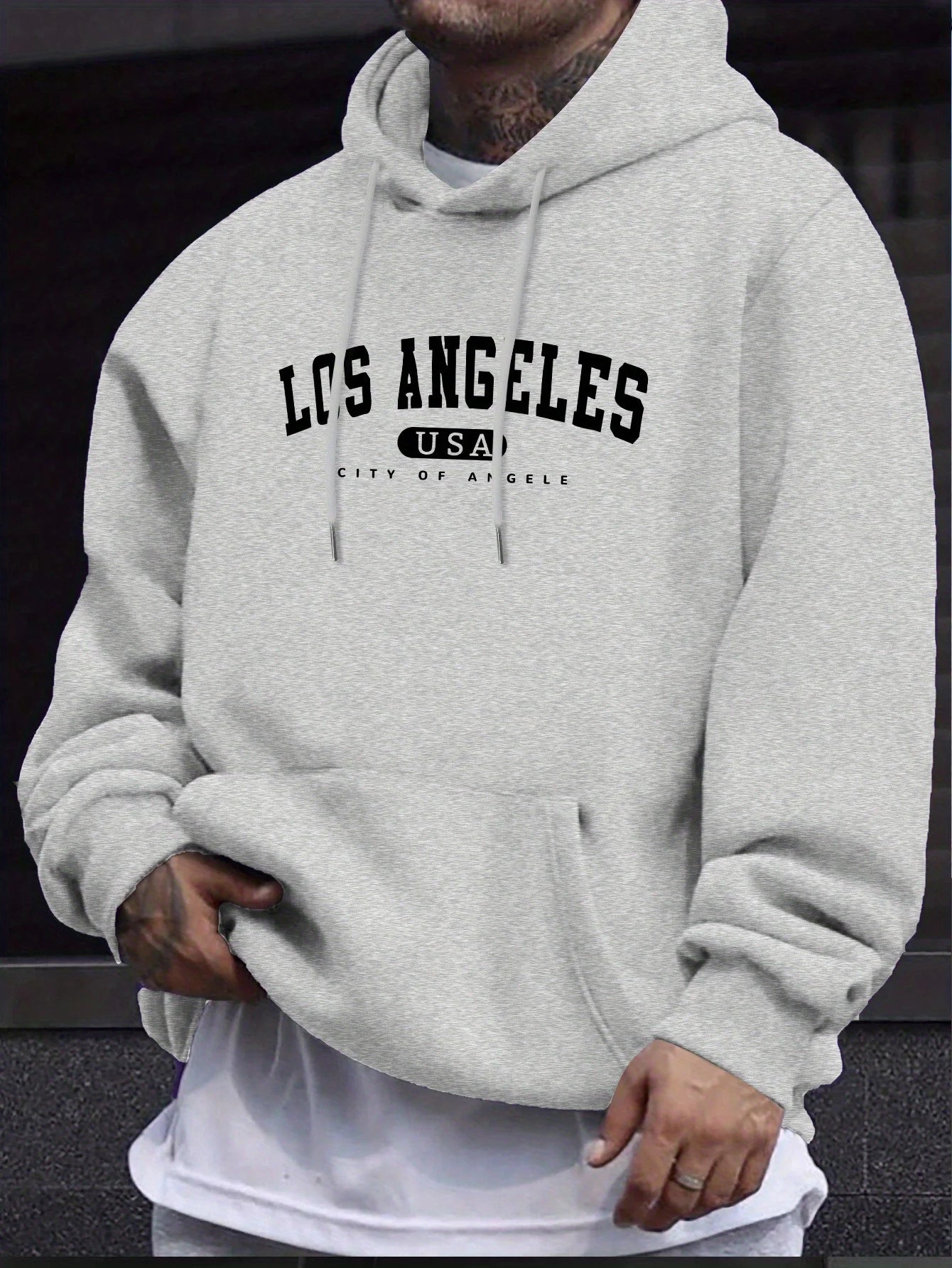 Los Angeles Usa Print Men_s Long Sleeve Drawstring Print Hoodies Tshirt COTTON For Men Casual Autumn Winter - ZOOMNSTORE