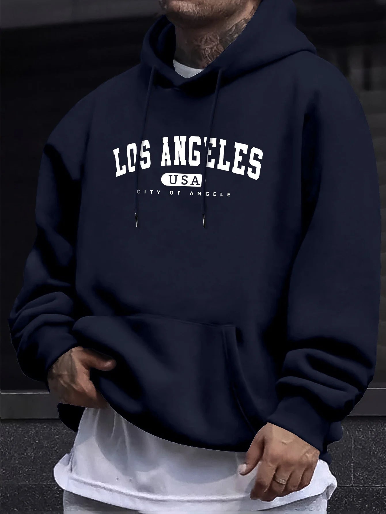 Los Angeles Usa Print Men_s Long Sleeve Drawstring Print Hoodies Tshirt COTTON For Men Casual Autumn Winter - ZOOMNSTORE