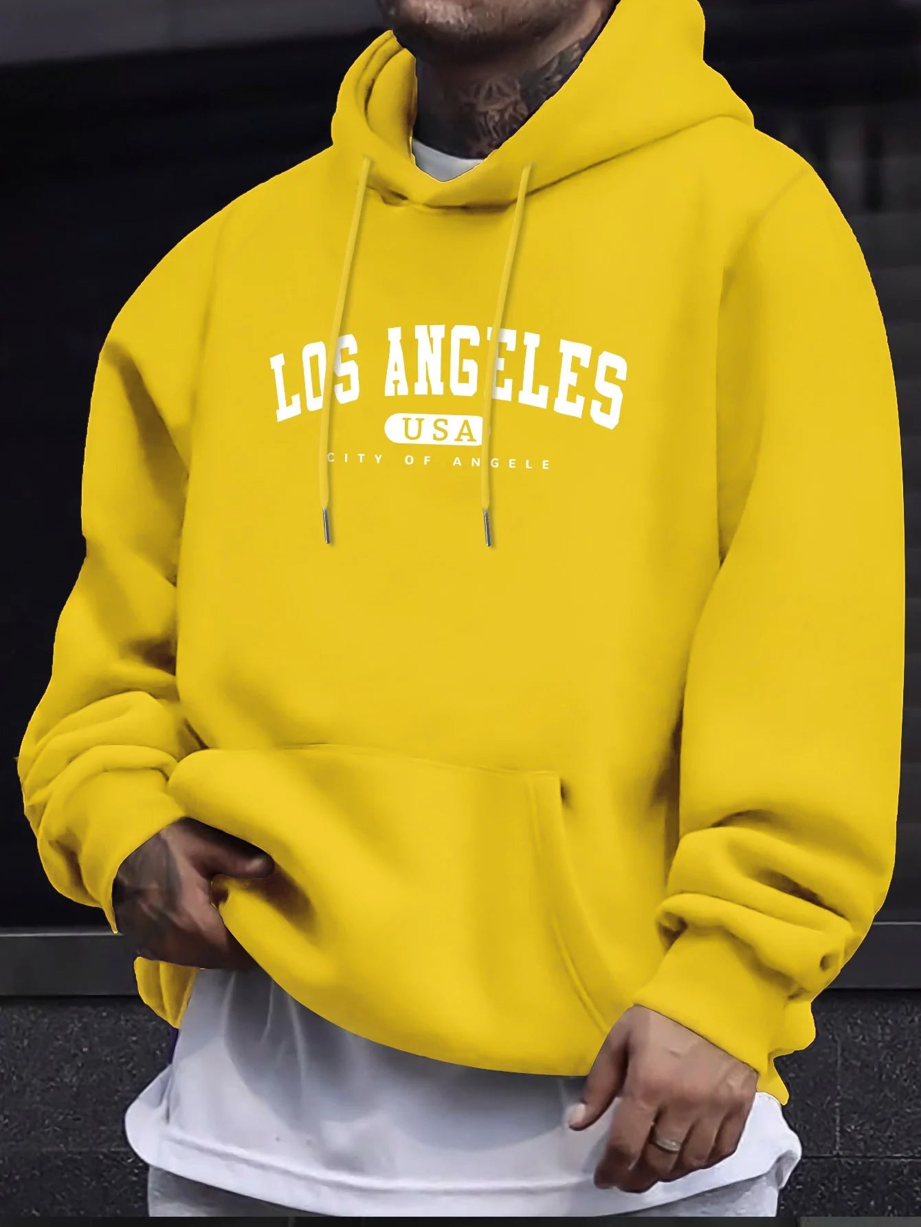 Los Angeles Usa Print Men_s Long Sleeve Drawstring Print Hoodies Tshirt COTTON For Men Casual Autumn Winter - ZOOMNSTORE