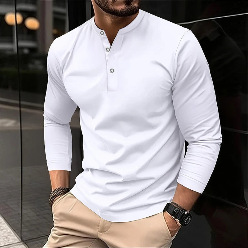 Men's Long Sleeve Polo – Breathable Polyester Shirt | Casual Campus Wear - ZOOMNSTORE