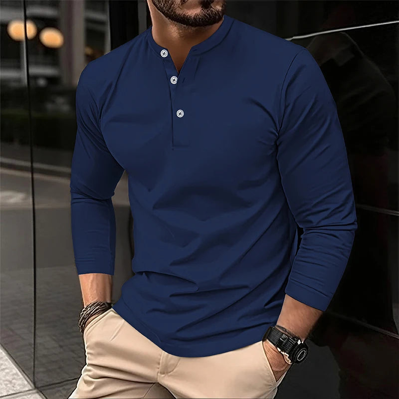 Men's Long Sleeve Polo – Breathable Polyester Shirt | Casual Campus Wear - ZOOMNSTORE