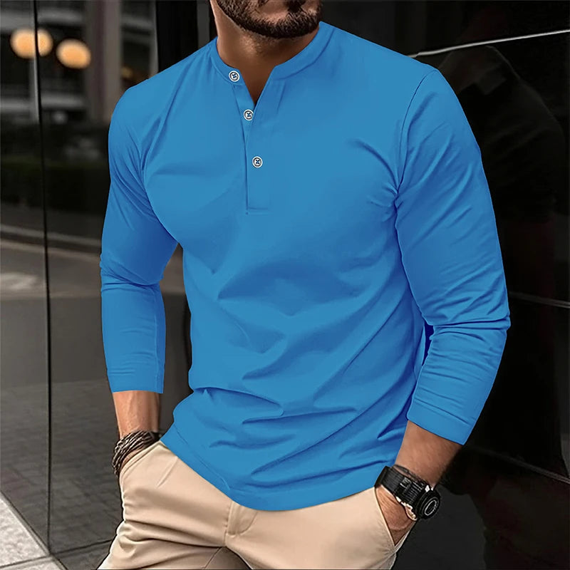 Men's Long Sleeve Polo – Breathable Polyester Shirt | Casual Campus Wear - ZOOMNSTORE