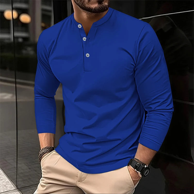 Men's Long Sleeve Polo – Breathable Polyester Shirt | Casual Campus Wear - ZOOMNSTORE