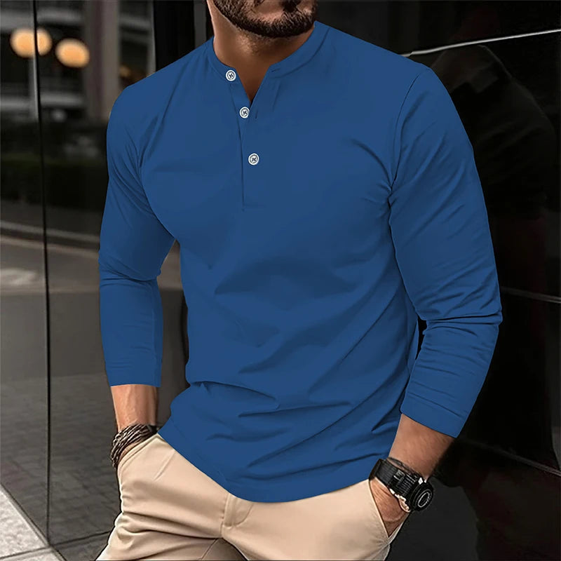 Men's Long Sleeve Polo – Breathable Polyester Shirt | Casual Campus Wear - ZOOMNSTORE