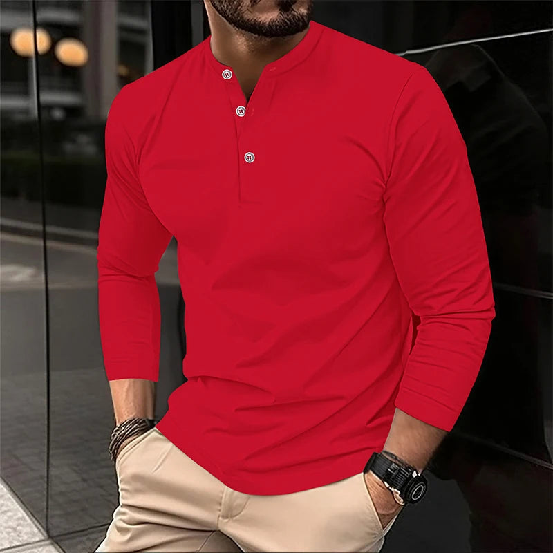 Men's Long Sleeve Polo – Breathable Polyester Shirt | Casual Campus Wear - ZOOMNSTORE