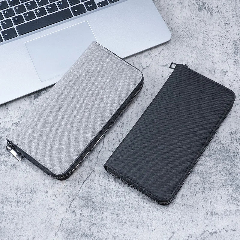 Mens Large Capacity Canvas Wallet - Multi-Card Zipper Clutch - ZOOMNSTORE