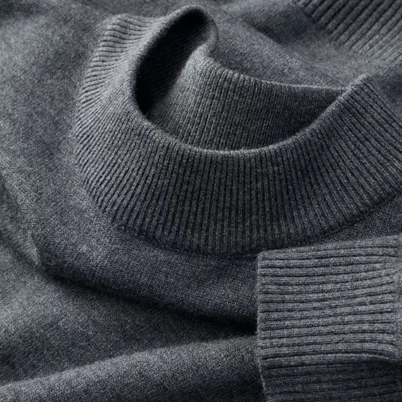 Autumn New Men's Casual Mock Turtleneck Sweater Long Sleeved Warm Pullover Basic Lightweight Street Clothing Knitted Jacket Top - ZOOMNSTORE