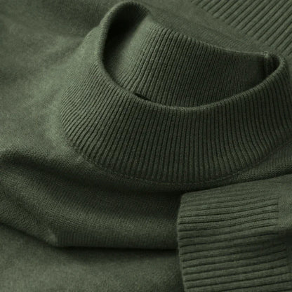 Autumn New Men's Casual Mock Turtleneck Sweater Long Sleeved Warm Pullover Basic Lightweight Street Clothing Knitted Jacket Top - ZOOMNSTORE