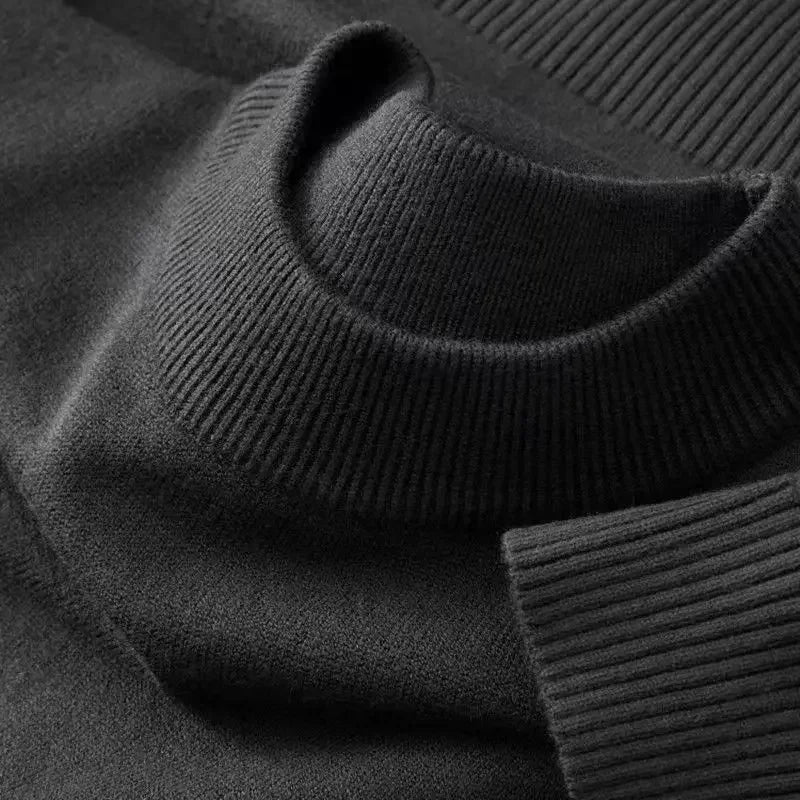 Autumn New Men's Casual Mock Turtleneck Sweater Long Sleeved Warm Pullover Basic Lightweight Street Clothing Knitted Jacket Top - ZOOMNSTORE