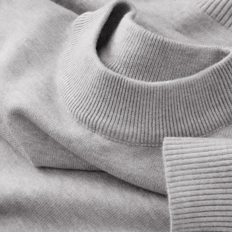 Autumn New Men's Casual Mock Turtleneck Sweater Long Sleeved Warm Pullover Basic Lightweight Street Clothing Knitted Jacket Top - ZOOMNSTORE