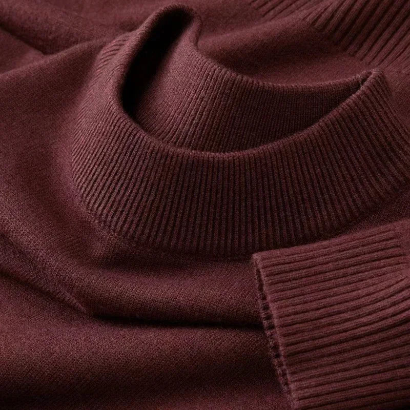 Autumn New Men's Casual Mock Turtleneck Sweater Long Sleeved Warm Pullover Basic Lightweight Street Clothing Knitted Jacket Top - ZOOMNSTORE