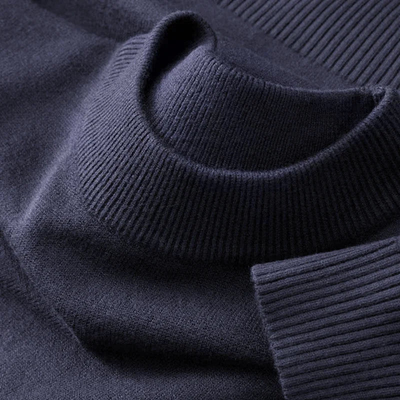 Autumn New Men's Casual Mock Turtleneck Sweater Long Sleeved Warm Pullover Basic Lightweight Street Clothing Knitted Jacket Top - ZOOMNSTORE