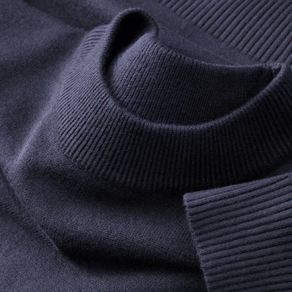 Autumn New Men's Casual Mock Turtleneck Sweater Long Sleeved Warm Pullover Basic Lightweight Street Clothing Knitted Jacket Top - ZOOMNSTORE