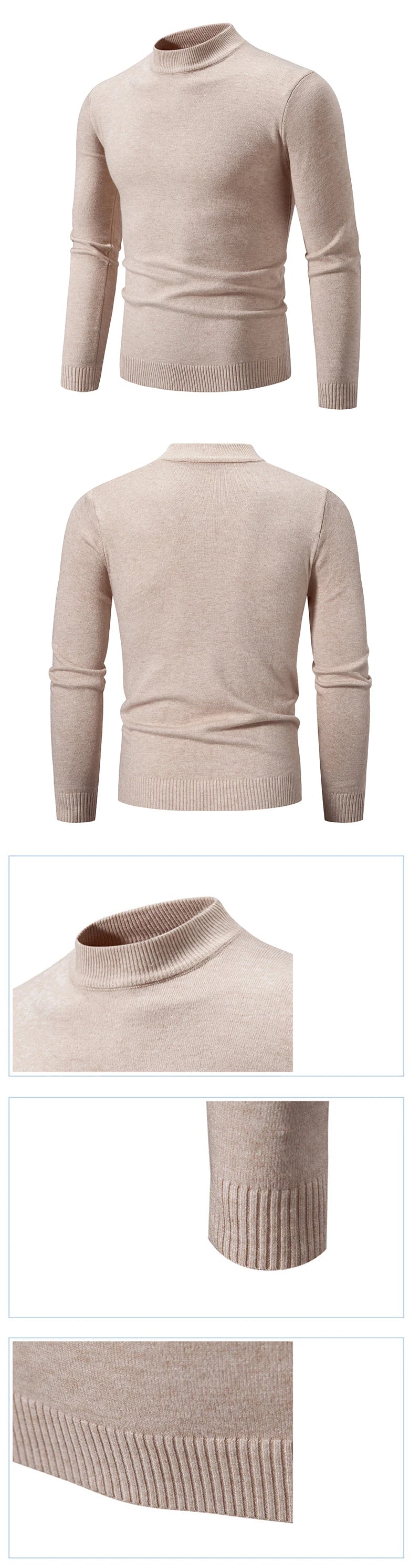 Men's Mock Turtleneck Ribbed Knit Pullover Sweater Casual Heavyweight Slim Fit Dress Sweater Warm Jumper Thermal Streetwear - ZOOMNSTORE