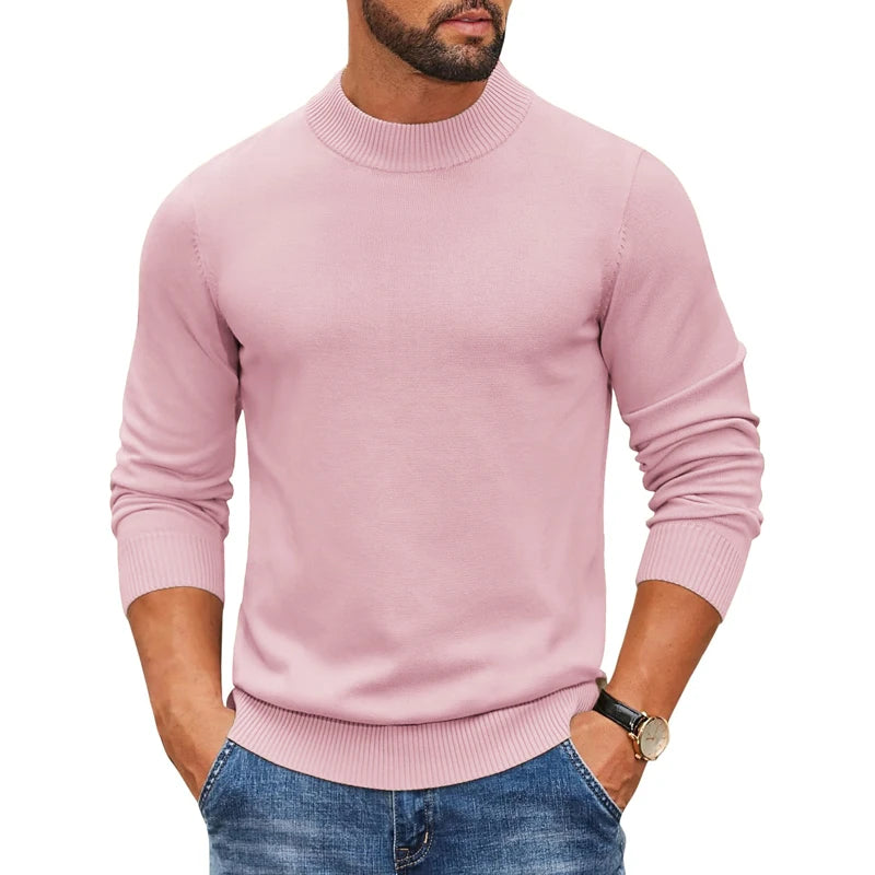 Men's Mock Turtleneck Ribbed Knit Pullover Sweater Casual Heavyweight Slim Fit Dress Sweater Warm Jumper Thermal Streetwear - ZOOMNSTORE