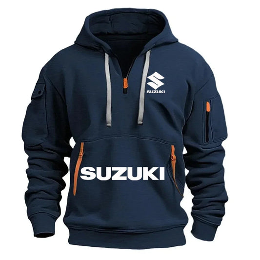 Men's Motorcycle Hoodie - Suzuki Casual Outdoor Sports Pullover Hoodie for Autumn & Winter - ZOOMNSTORE