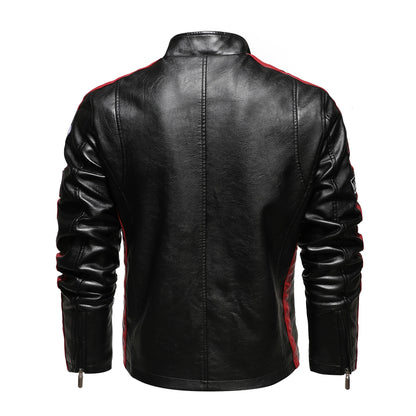 Mens PU Leather Motorcycle Racing Jacket - Stylish Biker Gear - ZOOMNSTORE