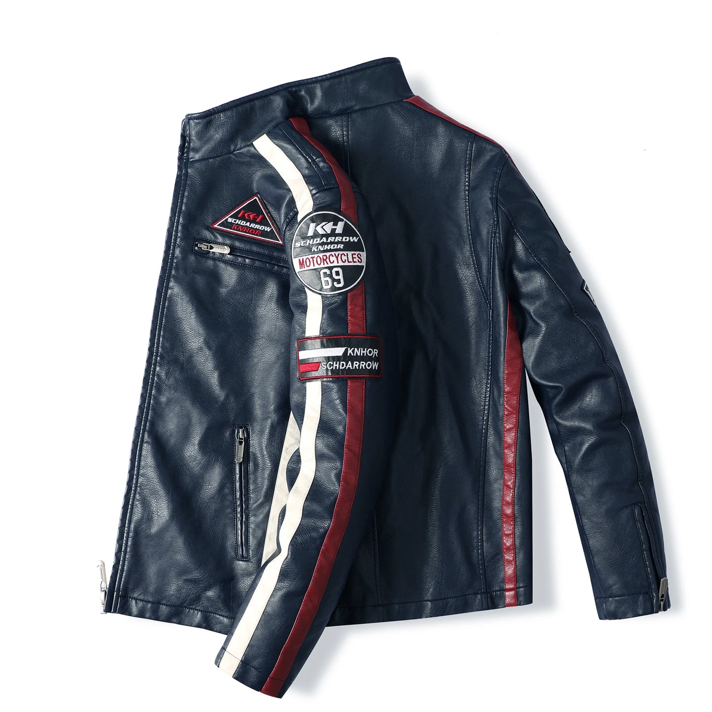 Mens PU Leather Motorcycle Racing Jacket - Stylish Biker Gear - ZOOMNSTORE