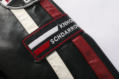 Mens PU Leather Motorcycle Racing Jacket - Stylish Biker Gear - ZOOMNSTORE