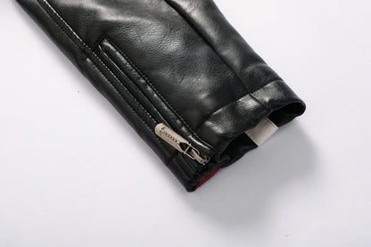Mens PU Leather Motorcycle Racing Jacket - Stylish Biker Gear - ZOOMNSTORE