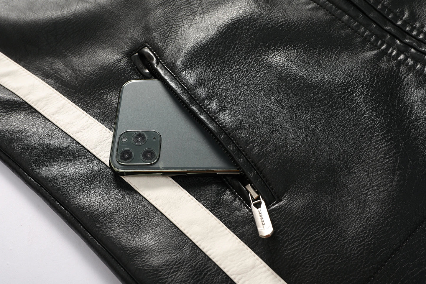 Mens PU Leather Motorcycle Racing Jacket - Stylish Biker Gear - ZOOMNSTORE