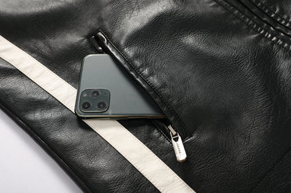 Mens PU Leather Motorcycle Racing Jacket - Stylish Biker Gear - ZOOMNSTORE