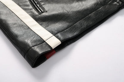 Mens PU Leather Motorcycle Racing Jacket - Stylish Biker Gear - ZOOMNSTORE