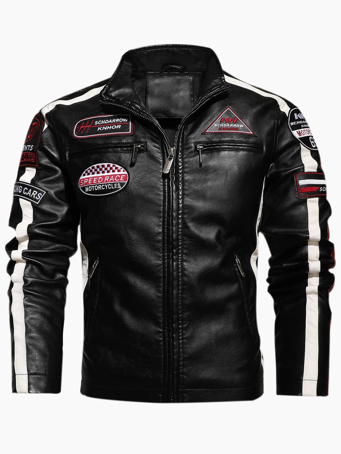 Mens PU Leather Motorcycle Racing Jacket - Stylish Biker Gear - ZOOMNSTORE