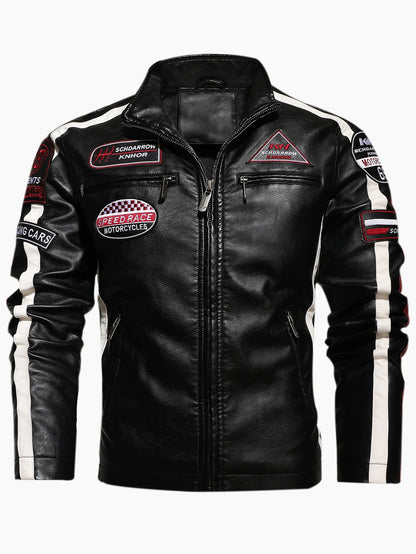 Mens PU Leather Motorcycle Racing Jacket - Stylish Biker Gear - ZOOMNSTORE