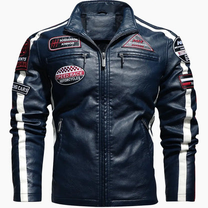 Mens PU Leather Motorcycle Racing Jacket - Stylish Biker Gear - ZOOMNSTORE