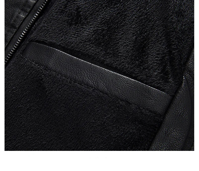 Mens Color Block Motorcycle Jacket - Casual PU Leather with Baseball Collar - ZOOMNSTORE