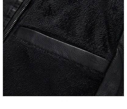 Mens Color Block Motorcycle Jacket - Casual PU Leather with Baseball Collar - ZOOMNSTORE