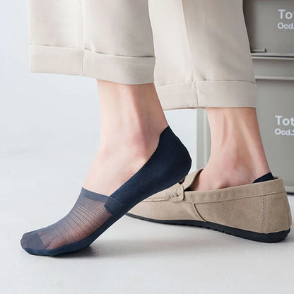 Mens Ultra-Thin Invisible Boat Socks - Non-Slip Breathable Summer 3-Pair Pack - ZOOMNSTORE