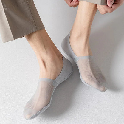 Mens Ultra-Thin Invisible Boat Socks - Non-Slip Breathable Summer 3-Pair Pack - ZOOMNSTORE