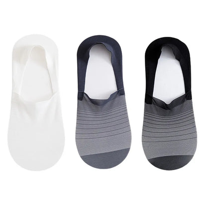 Mens Ultra-Thin Invisible Boat Socks - Non-Slip Breathable Summer 3-Pair Pack - ZOOMNSTORE