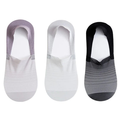 Mens Ultra-Thin Invisible Boat Socks - Non-Slip Breathable Summer 3-Pair Pack - ZOOMNSTORE