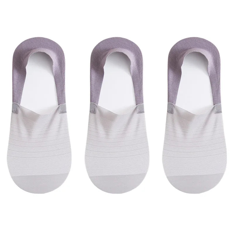 Mens Ultra-Thin Invisible Boat Socks - Non-Slip Breathable Summer 3-Pair Pack - ZOOMNSTORE